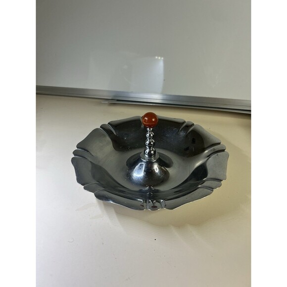 ManningBowman & Co. Art Deco-era Pewter- Chrome Plated Dish Bon Bon 1930’s - Picture 4 of 9